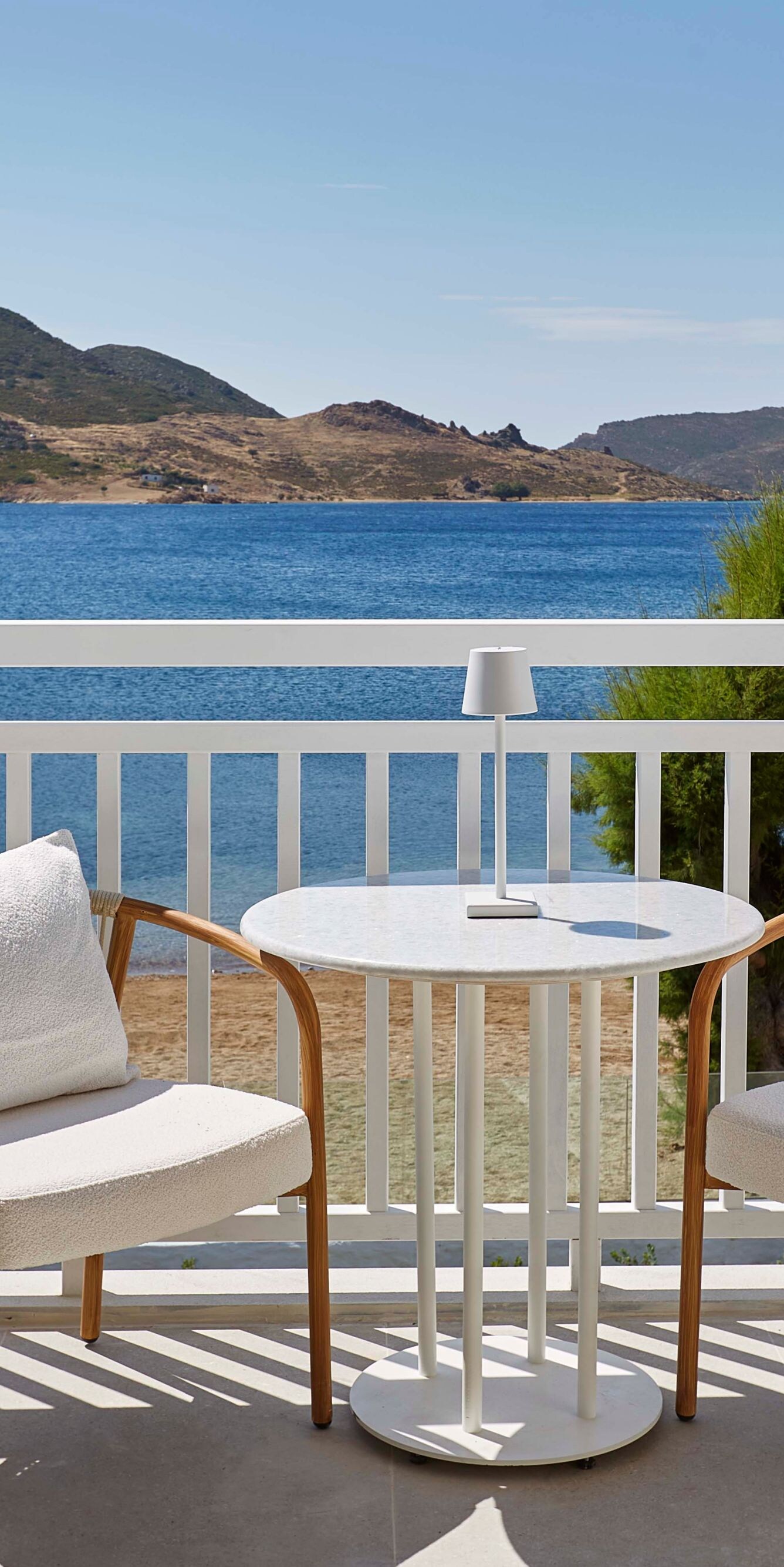 Private balcony overlooking Grikos Bay