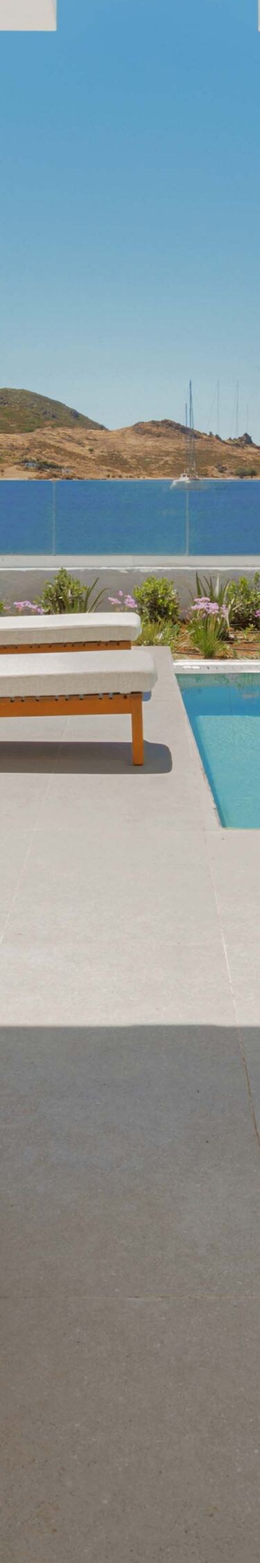 Private terrace with pool and bay view
