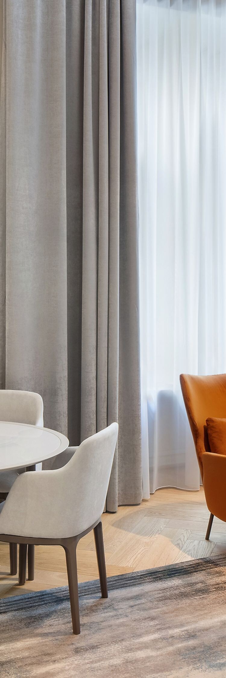 bed, table, chairs, sofa