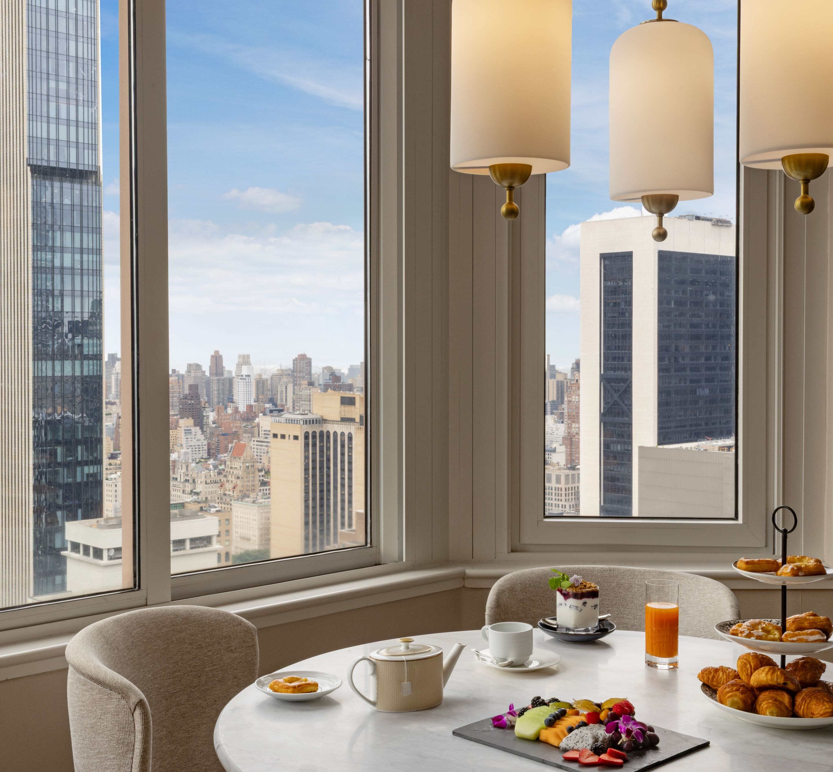Dining area in Sky Suite with breakfast