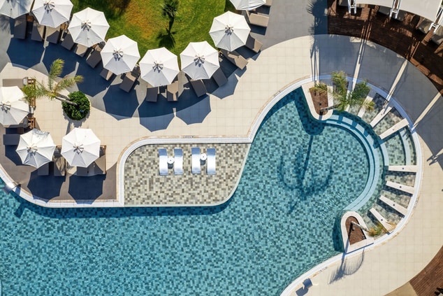 Adults Lifestyle pool aerial - sunbeds