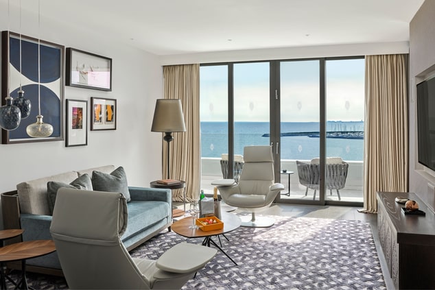 Business Suite living room with sea views