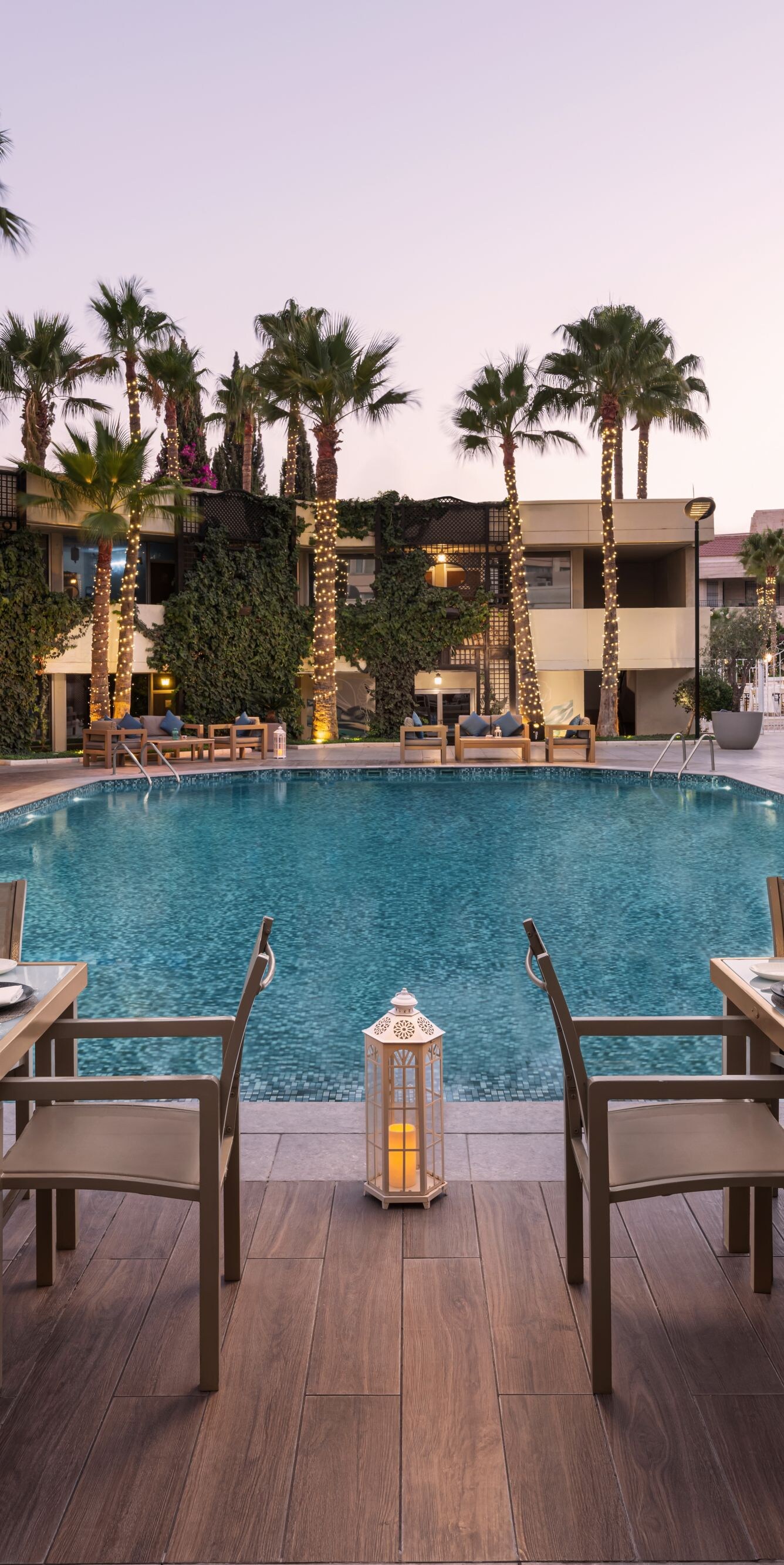 Outdoor poolside seating