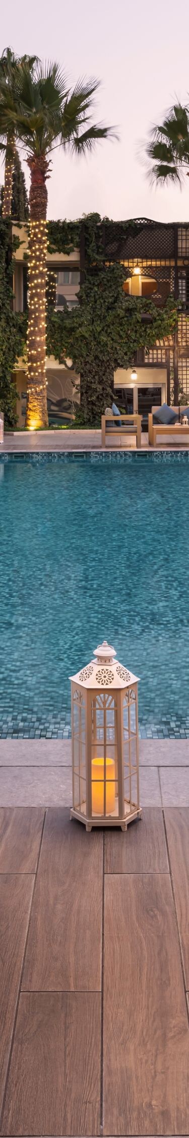 Outdoor poolside seating