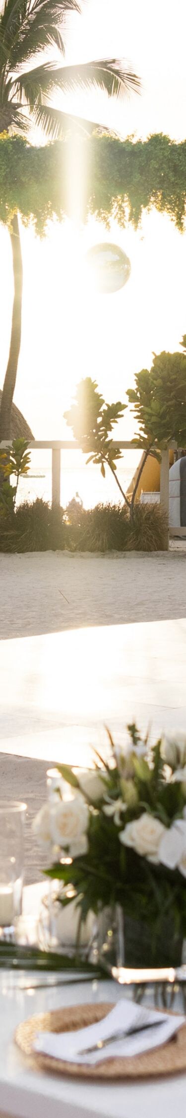 Beachfront wedding reception dancefloor