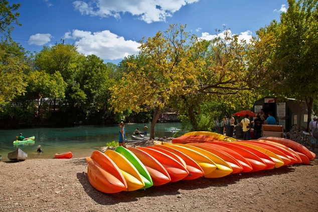 Kayaks at Barton Springs