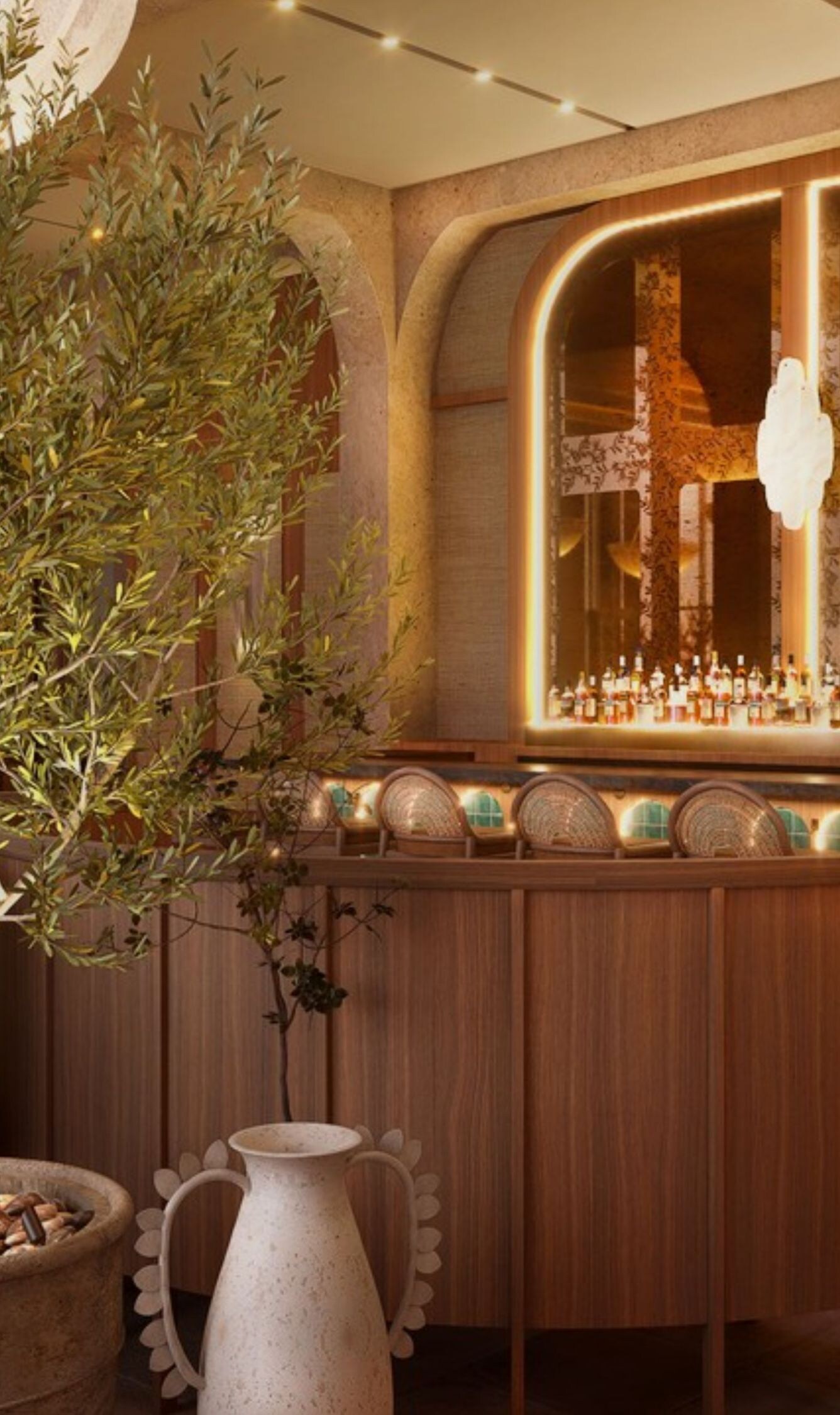 Mediterranean restaurant with elegant bar