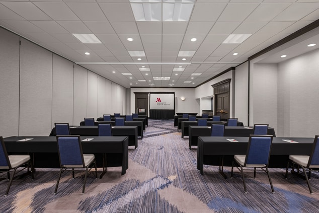 Meeting room with tables and seating