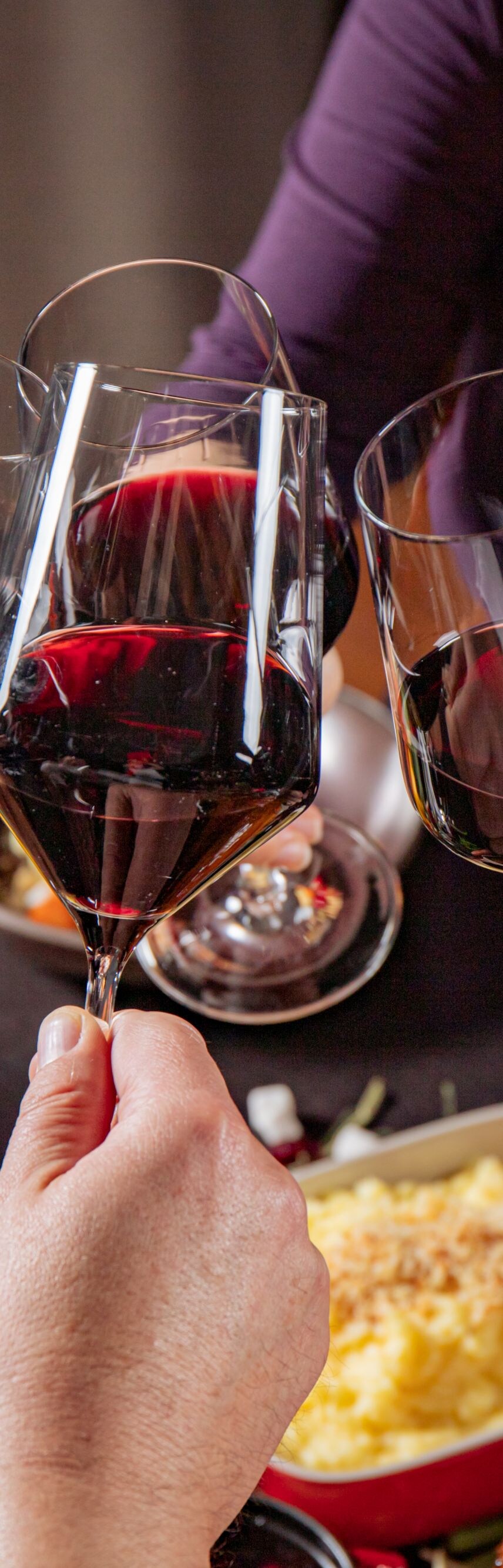 cheering with wine glasses