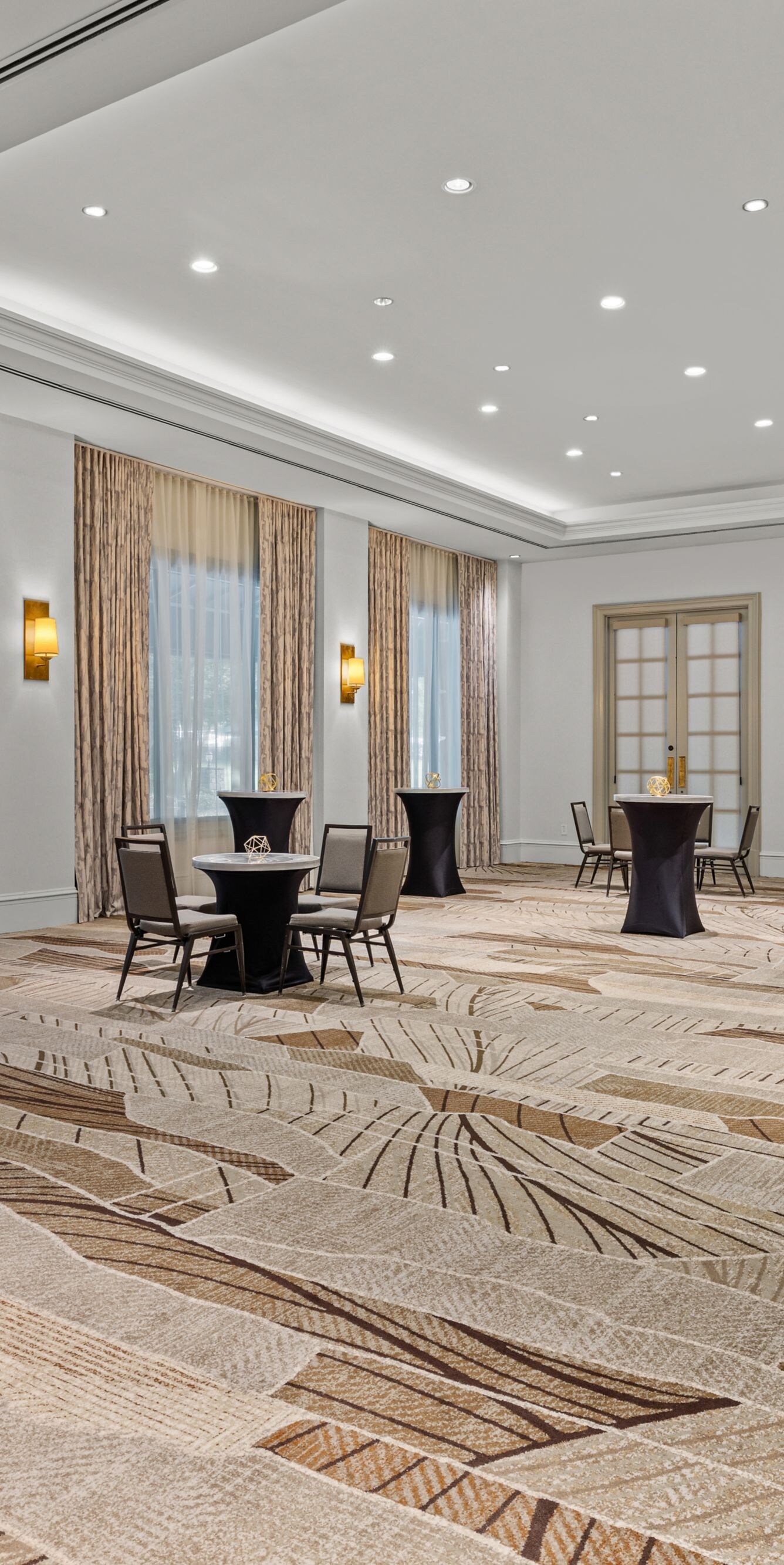meeting room with cocktail tables, tables & chairs