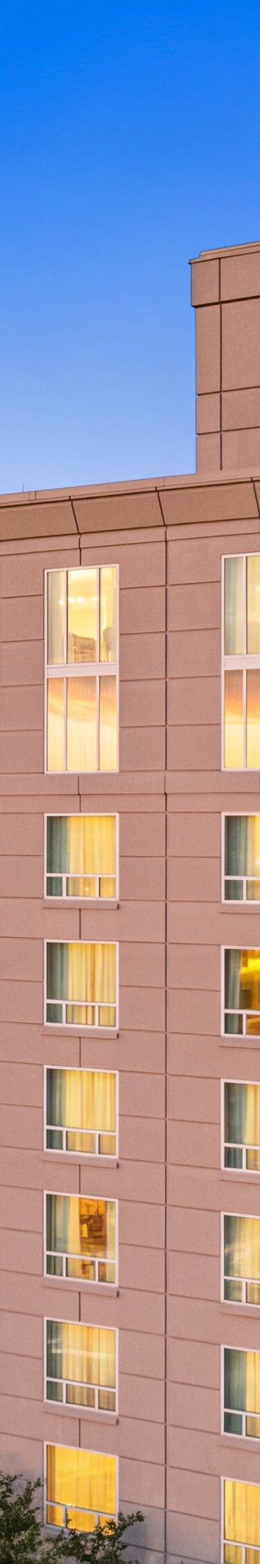 building with Marriott logo in top right corner