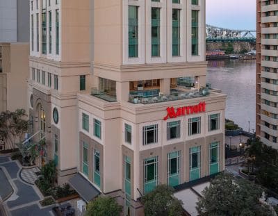 Brisbane Marriott pool with Story Bridge view