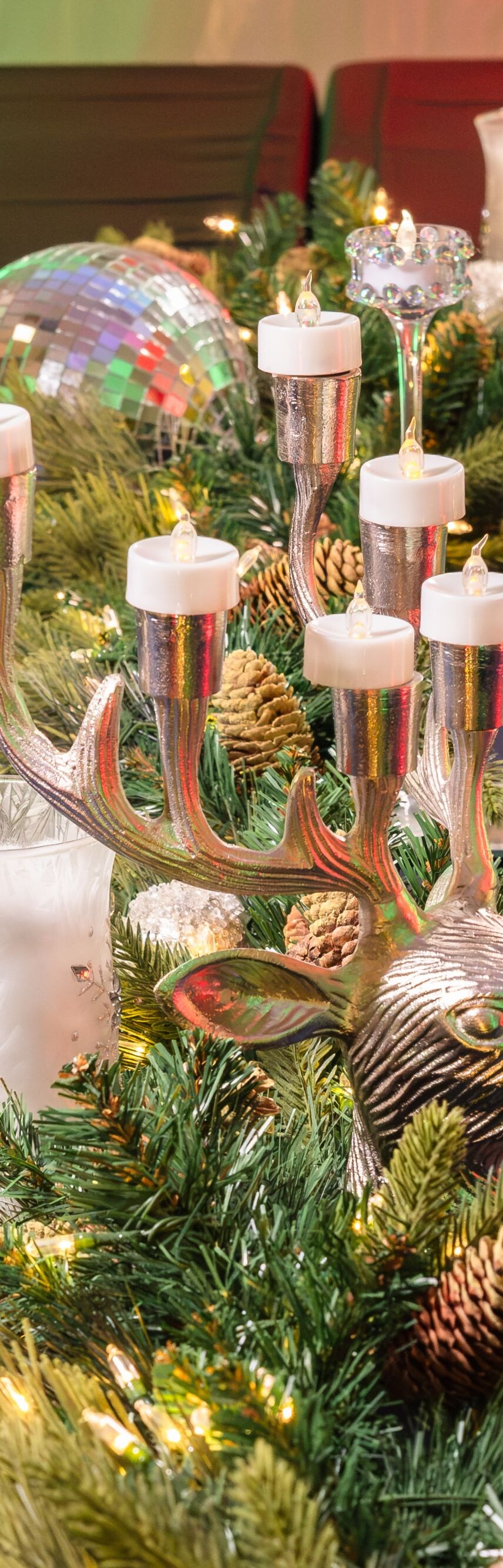 Festive holiday table centerpiece