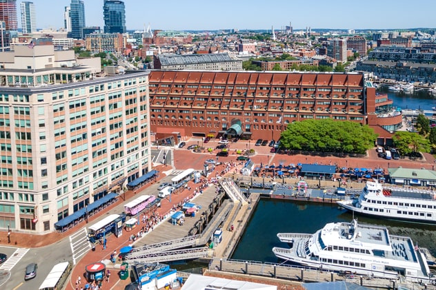 Boston Harbor - Long Wharf Aerial View