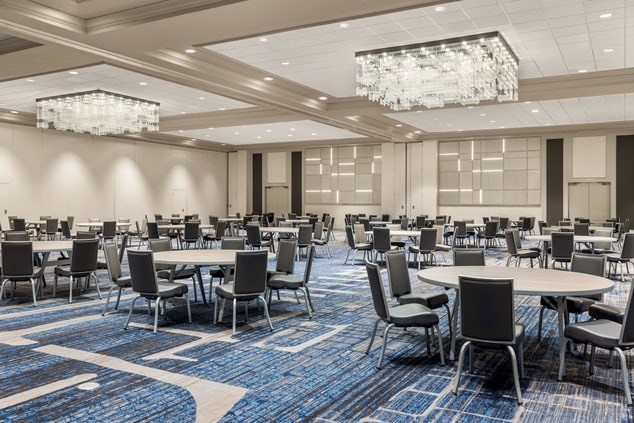 ballroom space set for rounds of 6