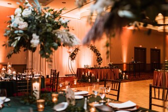 Wedding Reception flowers and sweetheart table