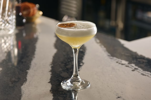 Flavored Martini served in a champagne glass