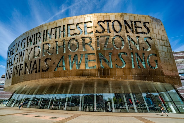 Wales Millennium Centre in the daytime.