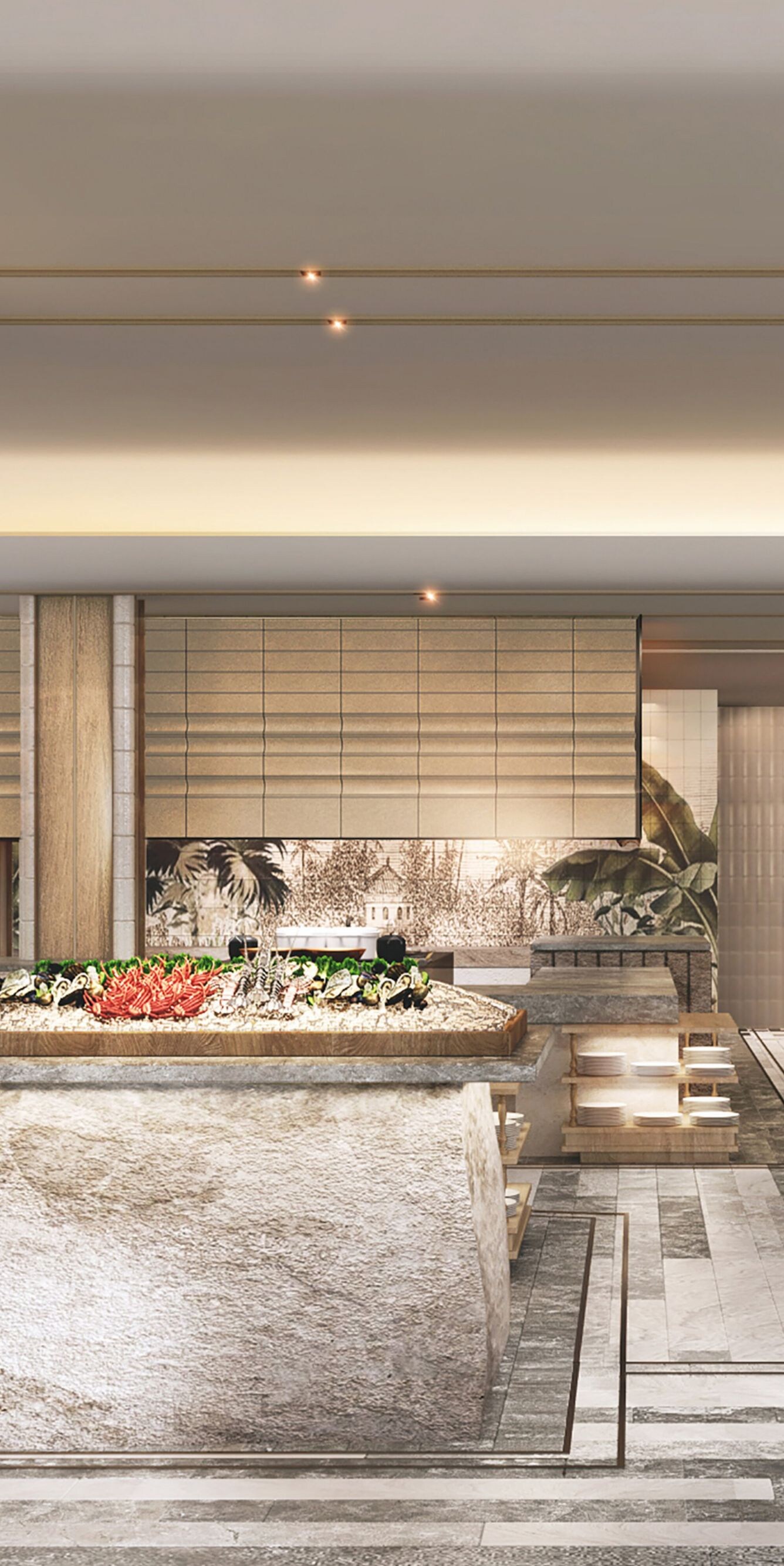 Nhà hàng phục vụ cả ngày với các quầy buffet