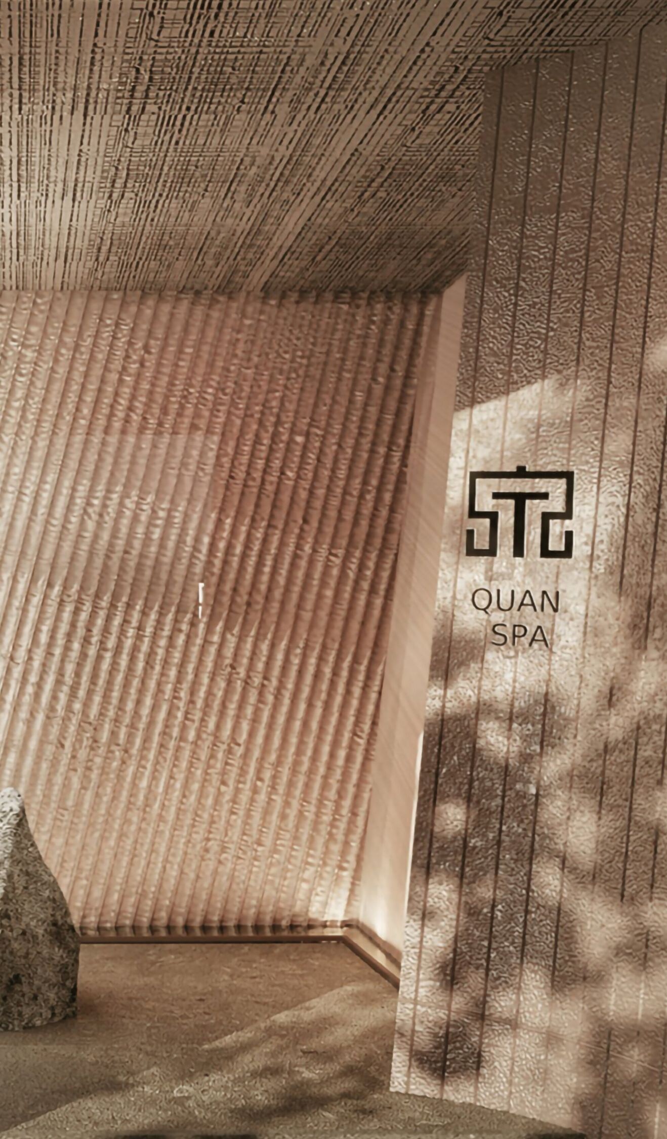 Entrance to Quan Spa with textured walls