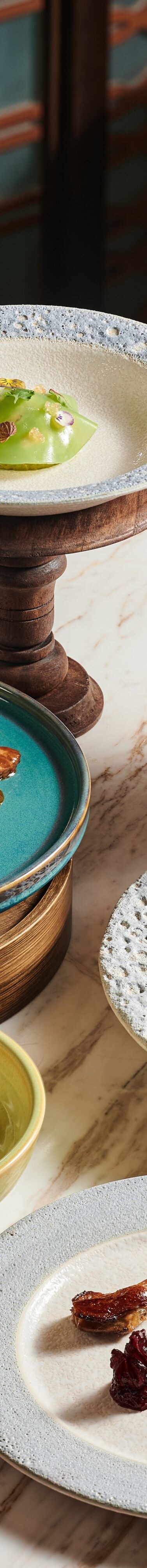 Vietnamese dishes, ceramic plates, bowls, cutlery