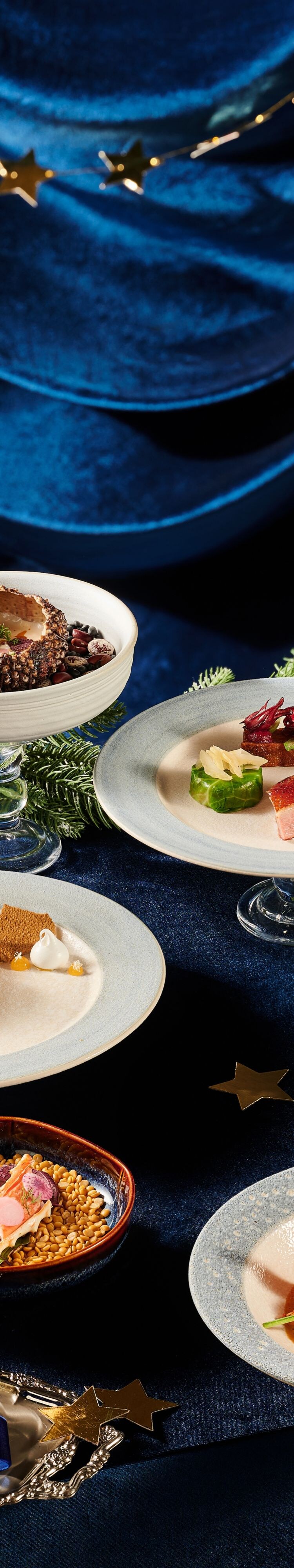 buffet spread, seafood, festive dishes