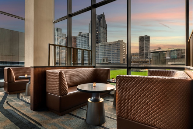 Lounge seating with city views