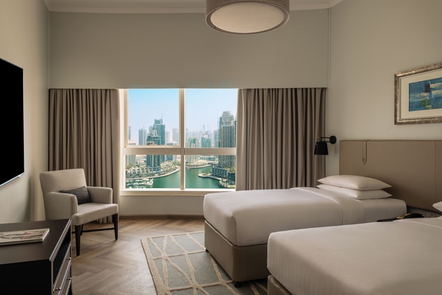 Twin Bedroom with views of Dubai Marina