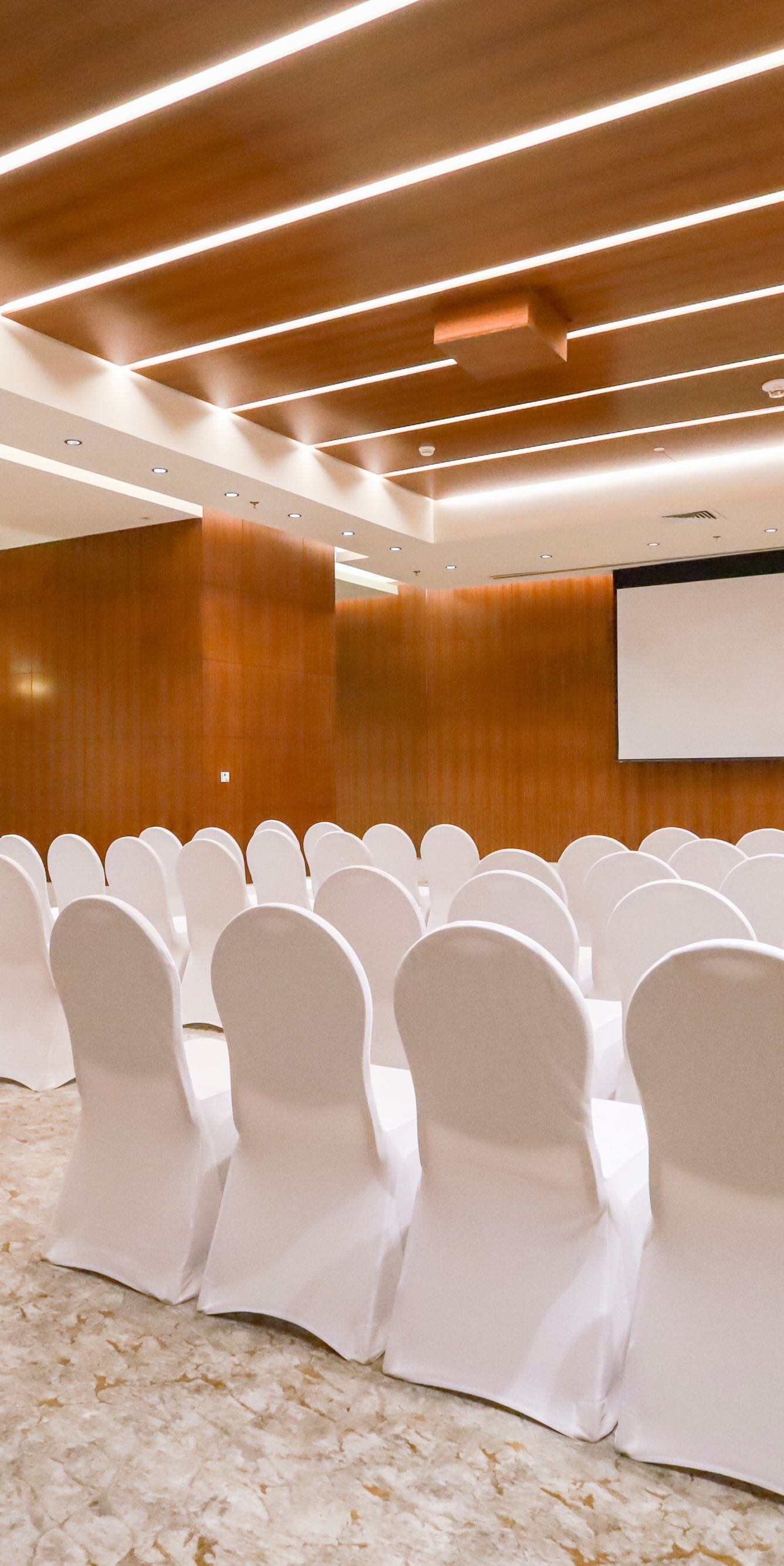 Meeting room with theater seating and screen