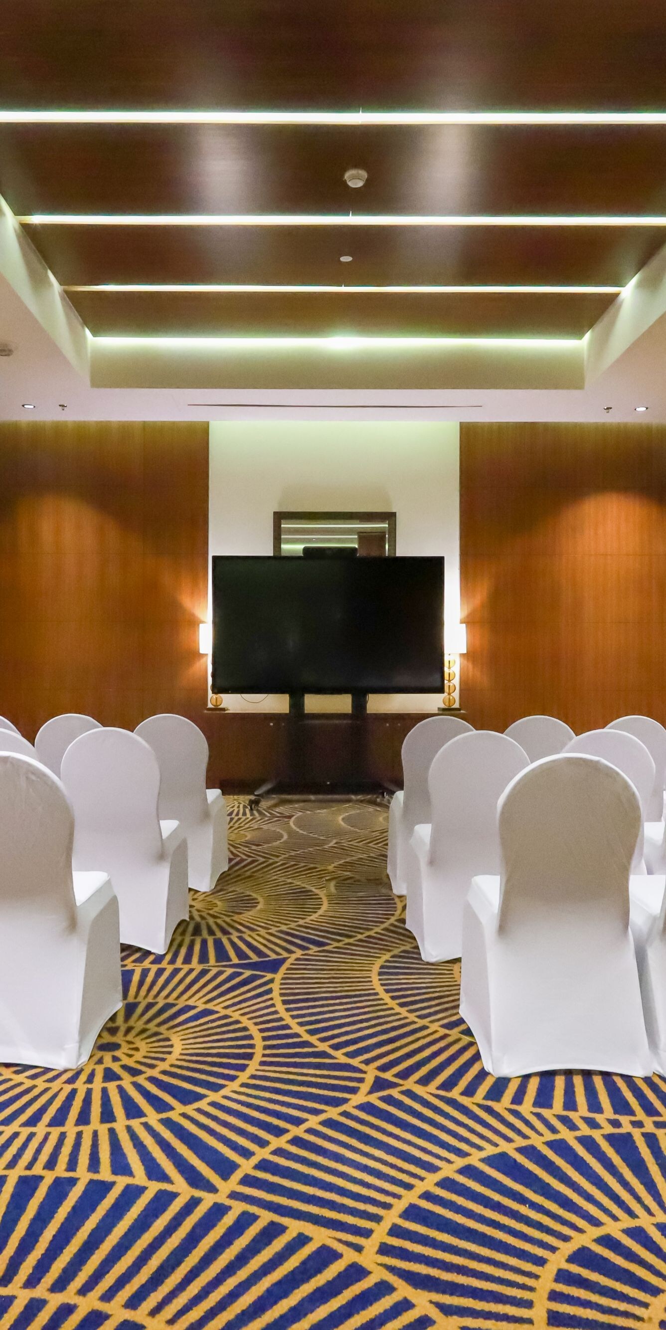 Meeting room with theater seating and TV