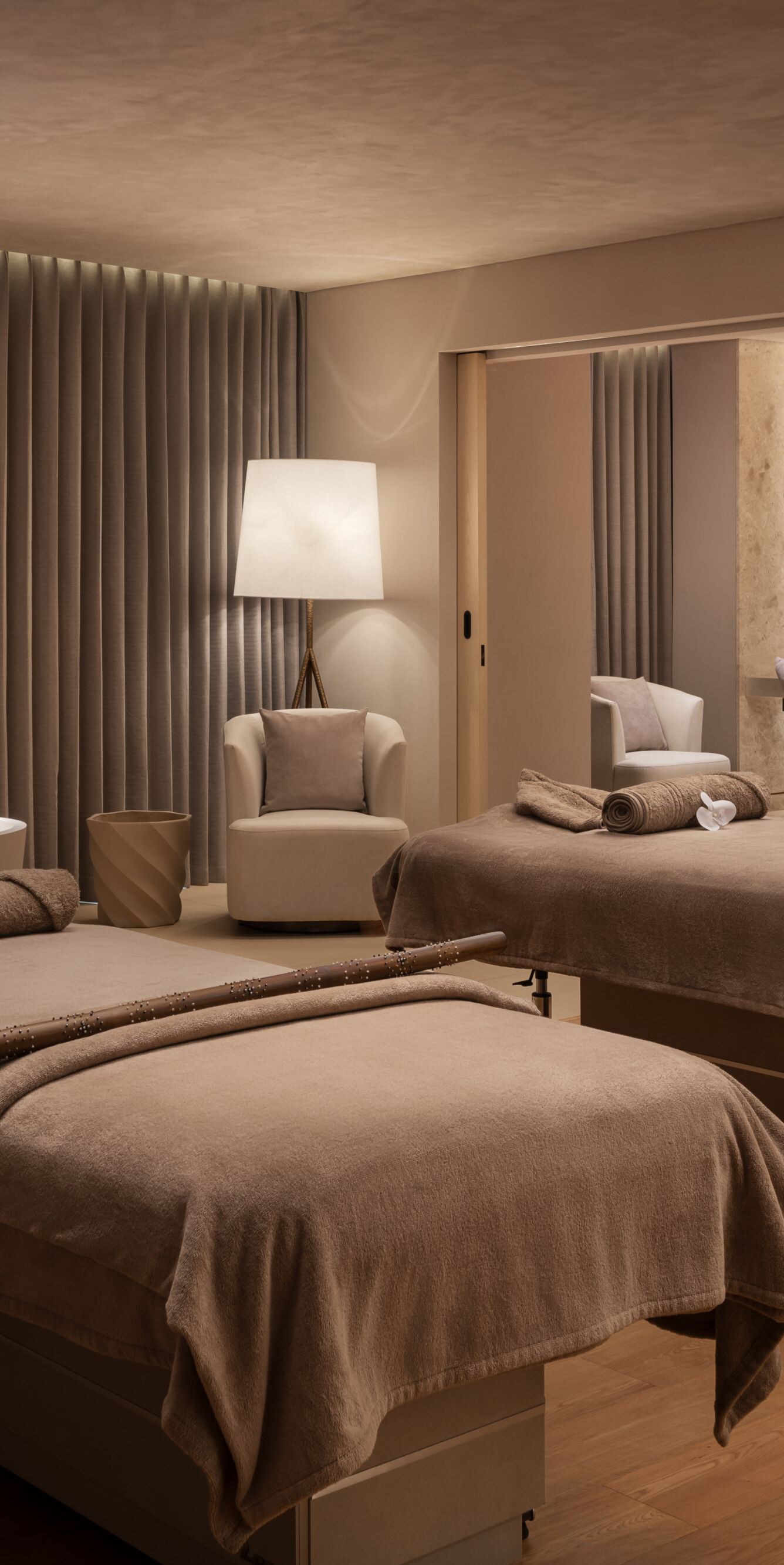 Spa suite with massage beds and tub