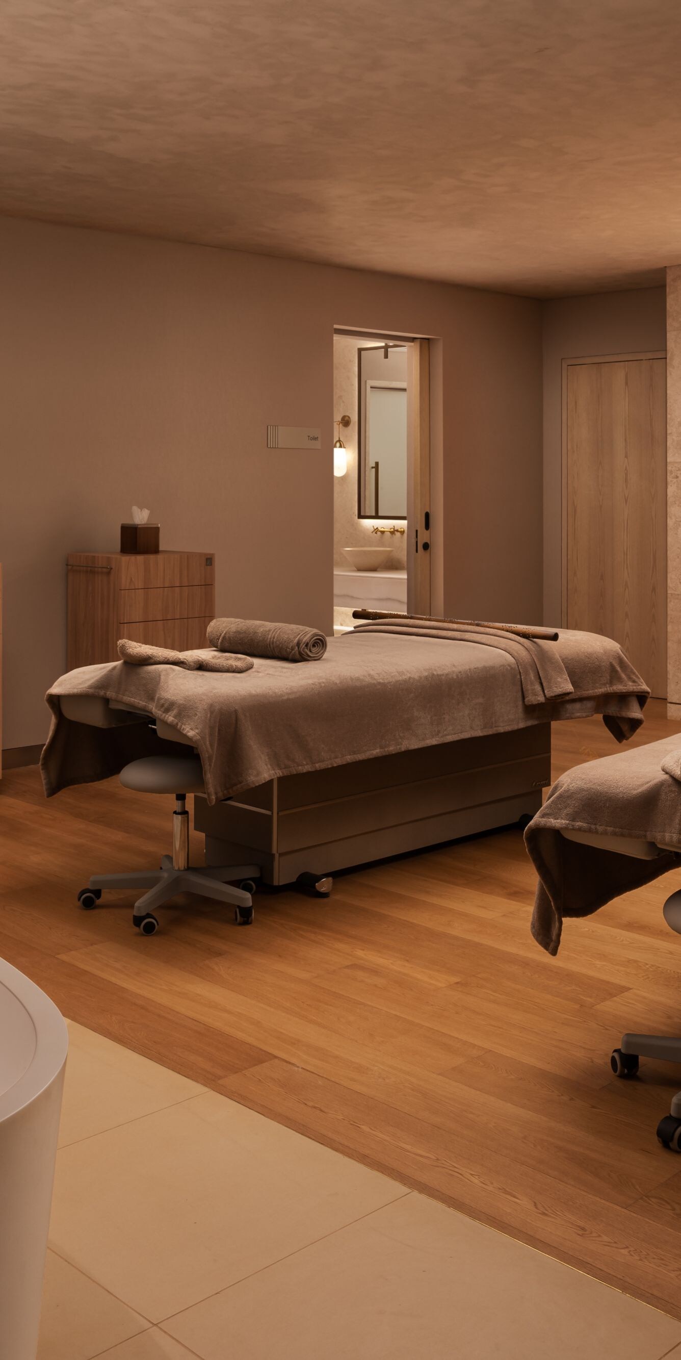 Spa suite with massage beds and tub