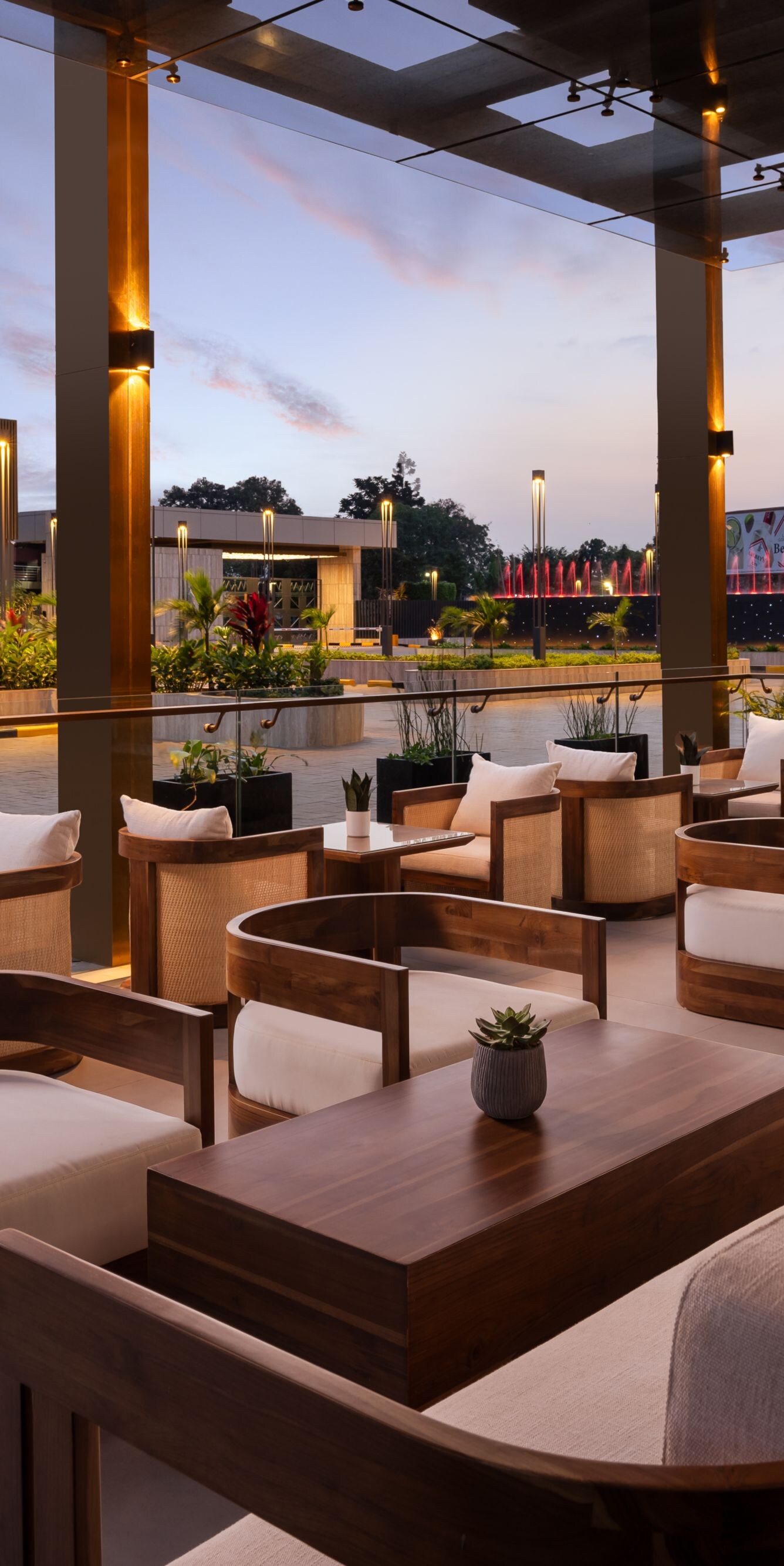 Outdoor terrace with modern lounge seating