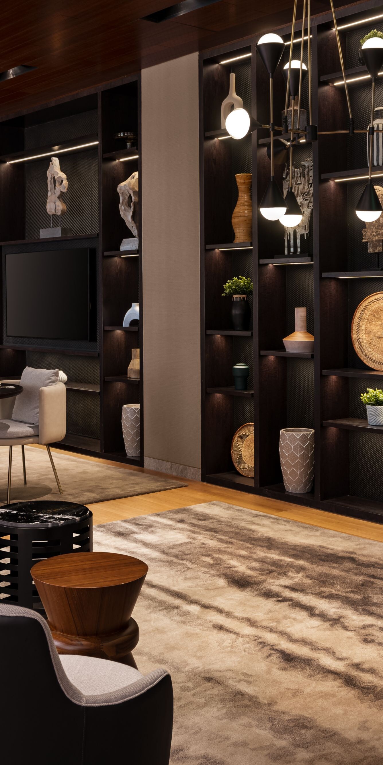 Lounge with modern seating and decor