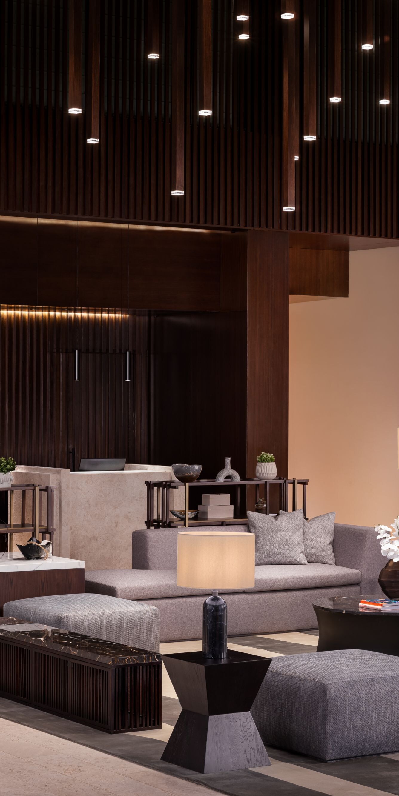 Lobby with reception and modern seating