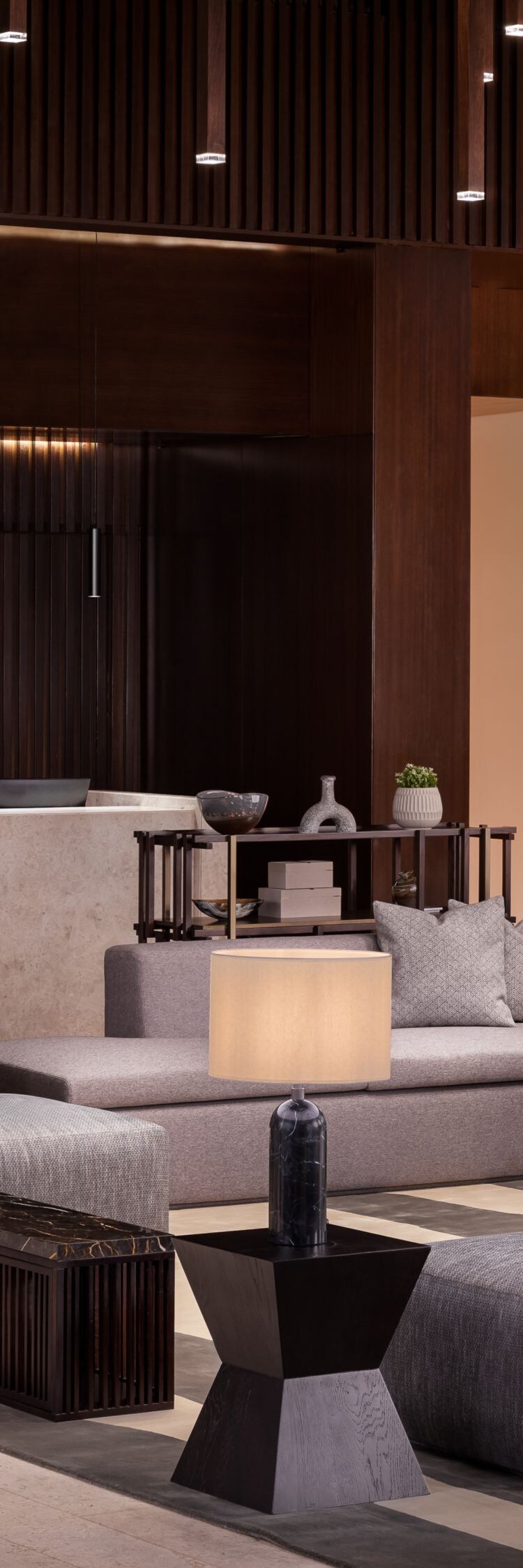 Lobby with reception and modern seating