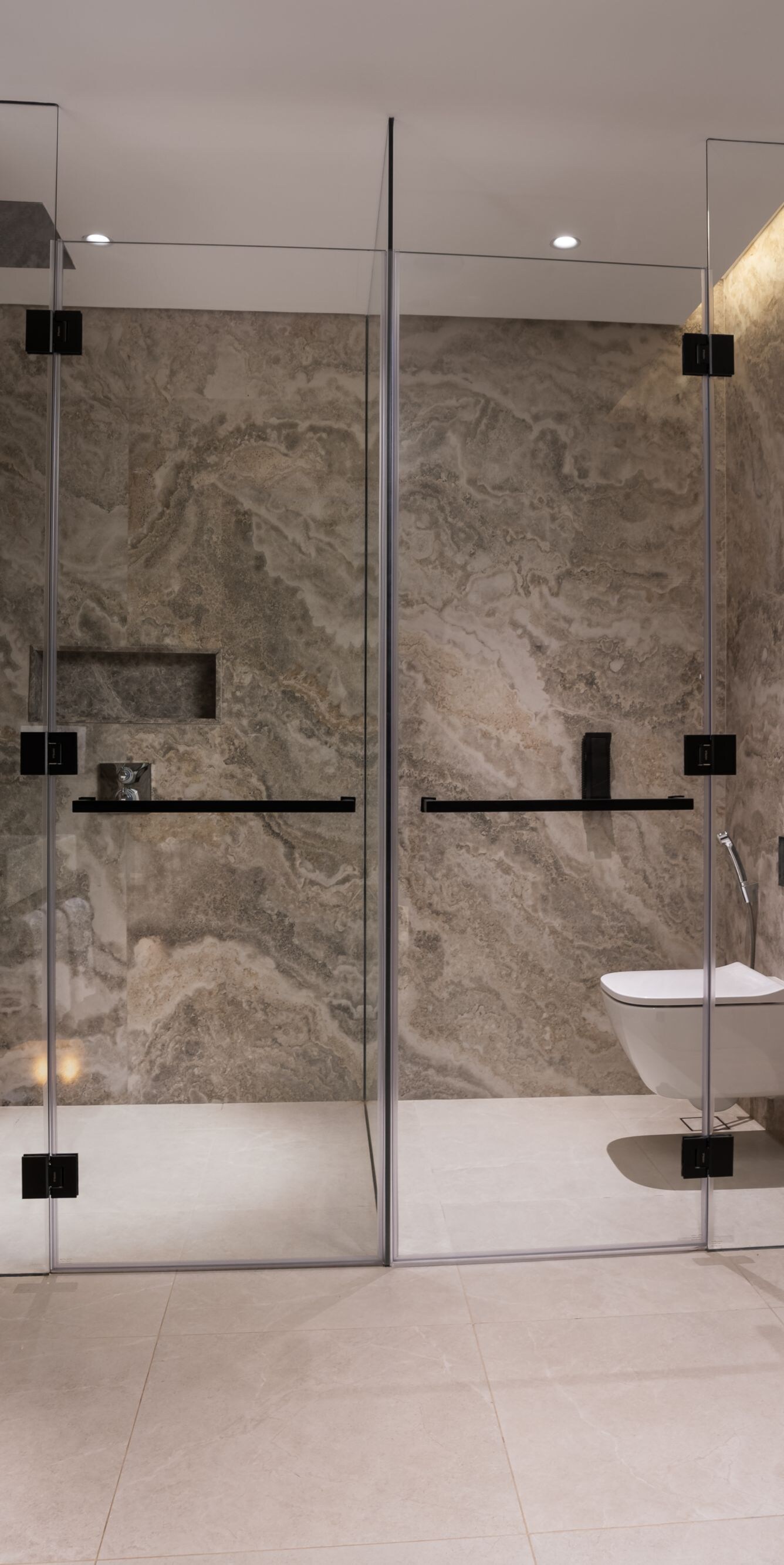 Bathroom with marble and freestanding tub
