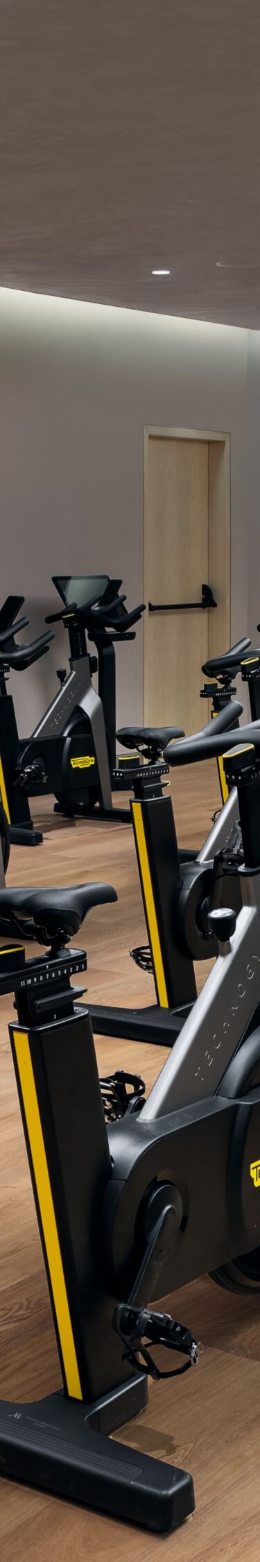 Fitness studio with stationary bikes
