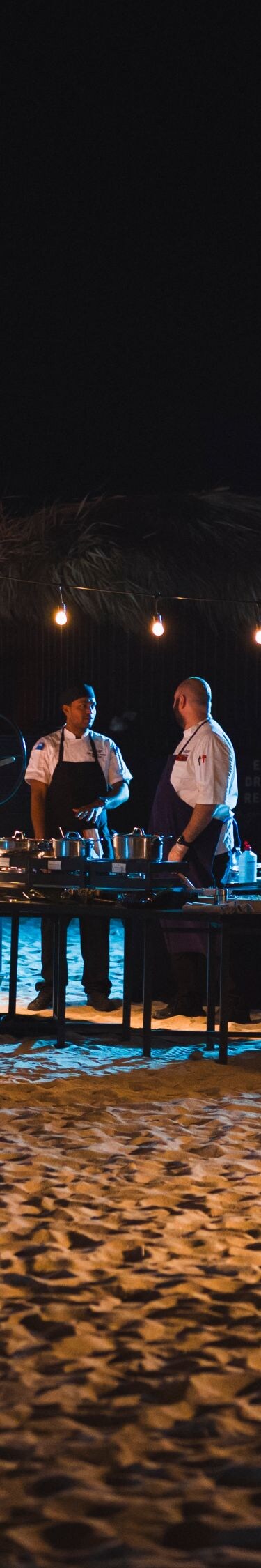 Beach, chefs, night