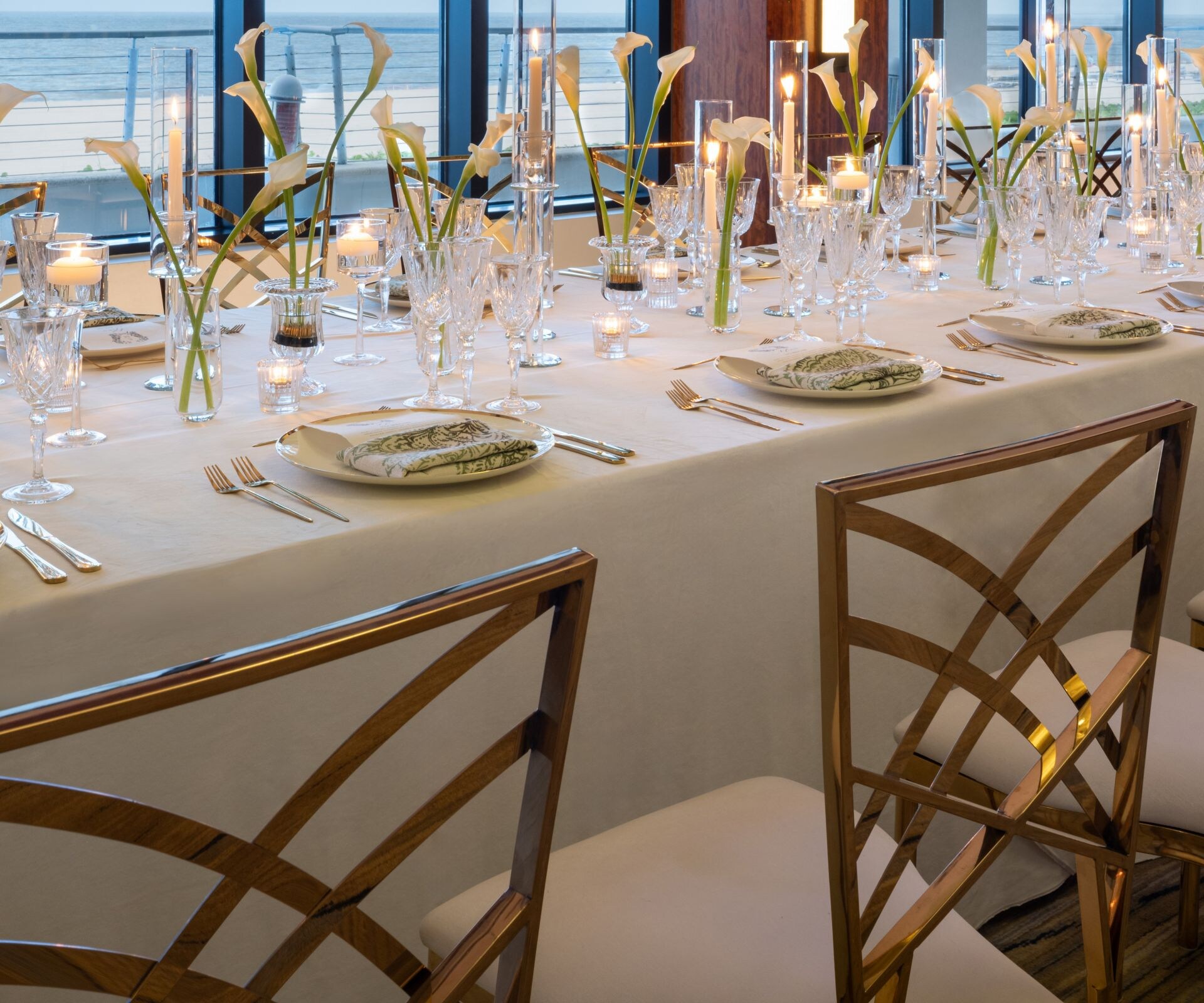 long table and chairs set for event