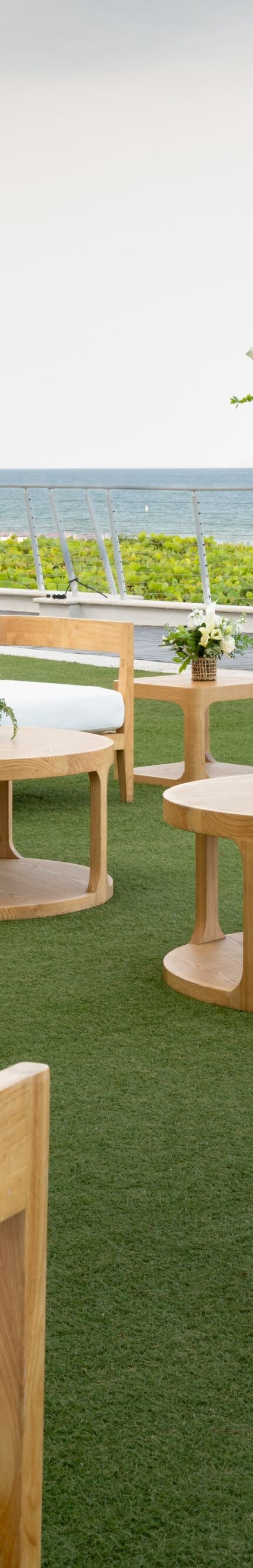 Outdoor lounge seating with oceanfront views 