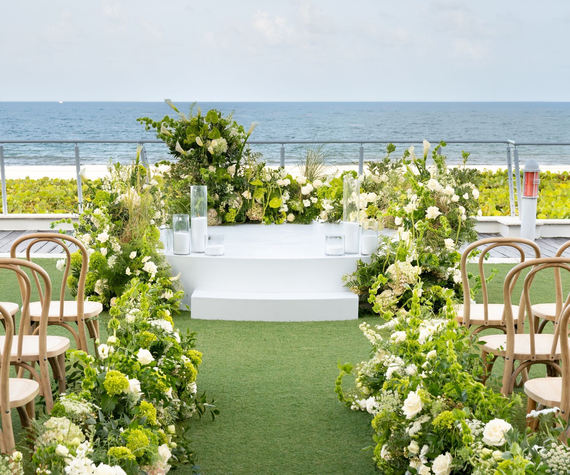 terrace set up for a wedding reception