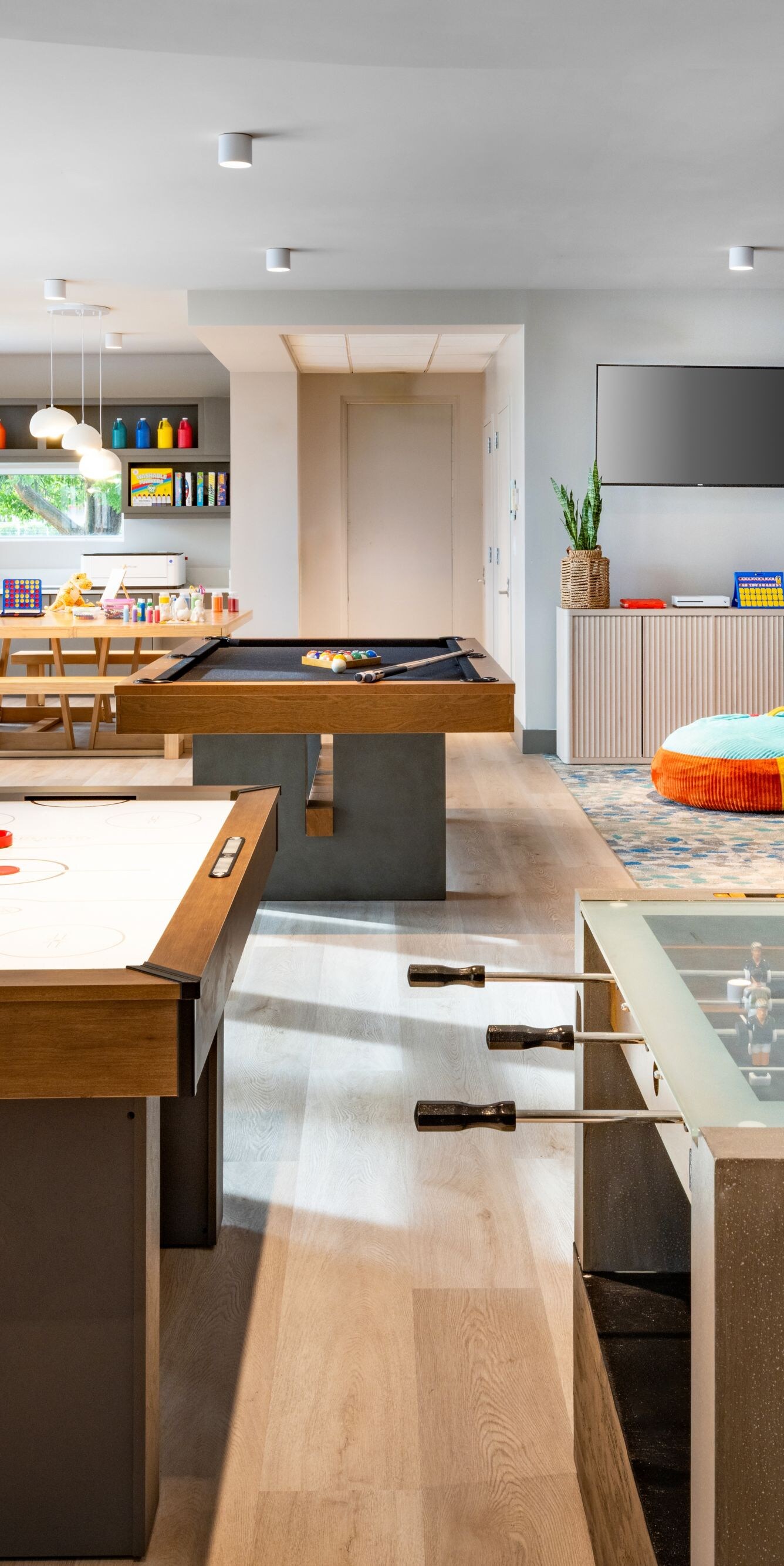 various games in colorful play room