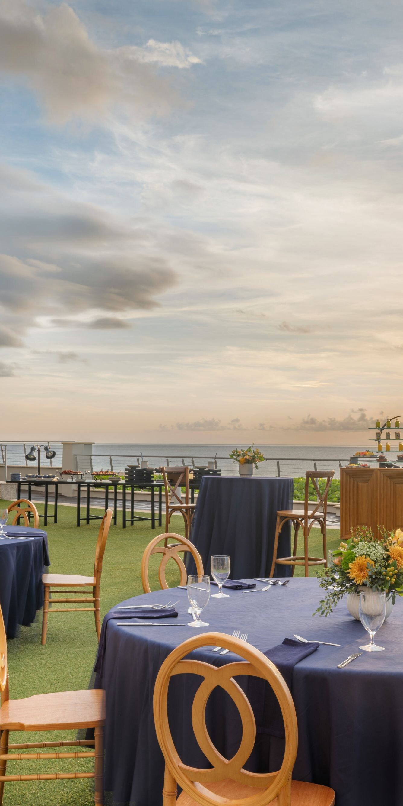 Table setup, sunset, decor