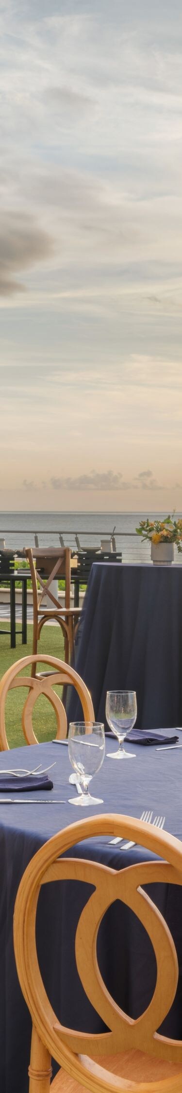 Table setup, sunset, decor