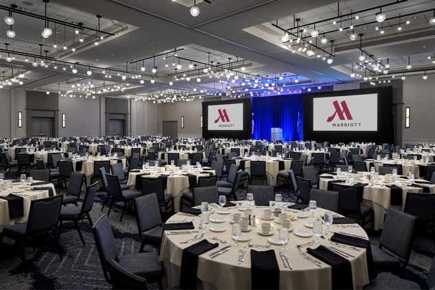 The Mystic Marriott Ballroom set-up for a banquet