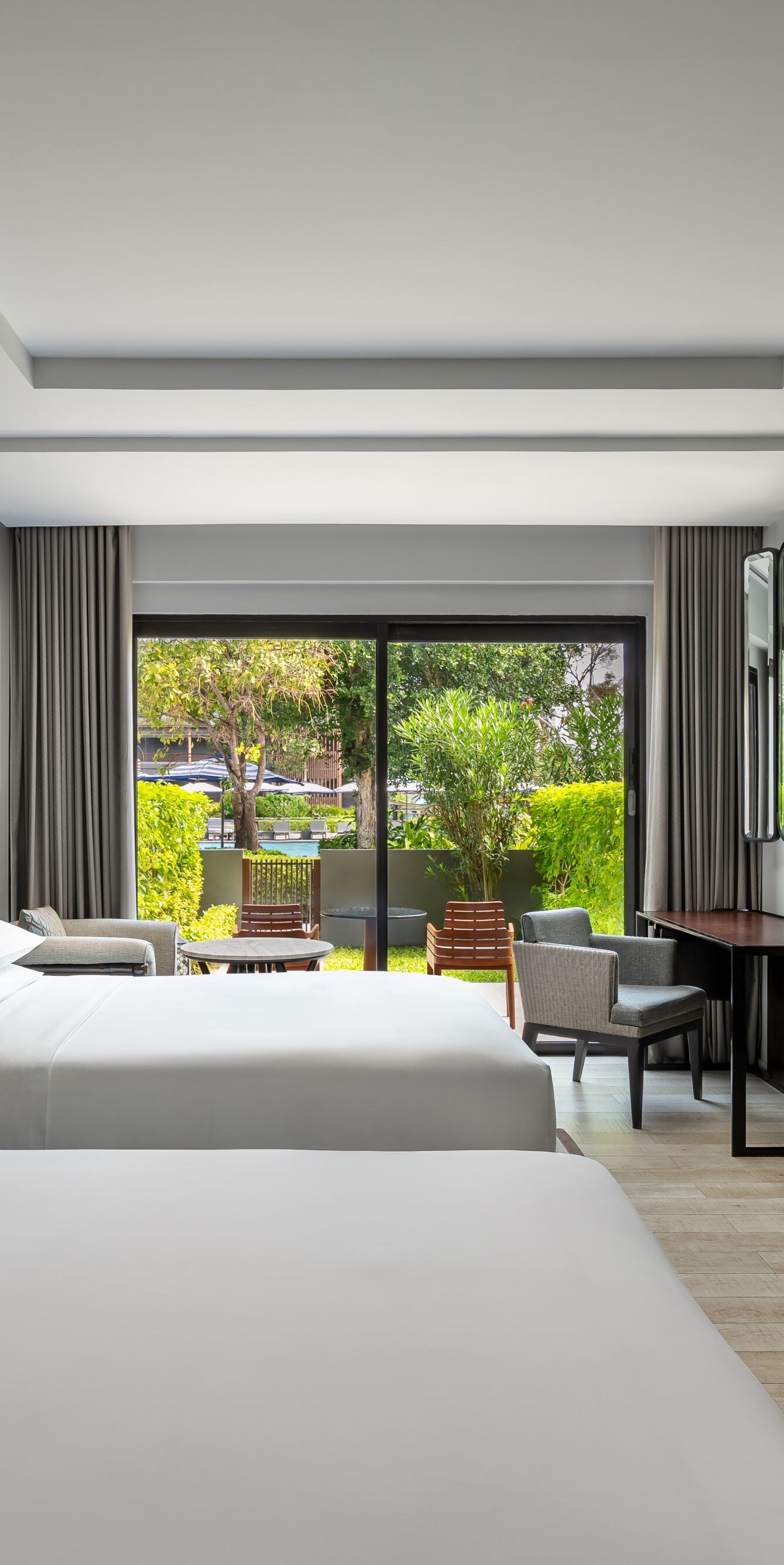 terrace, twin bed