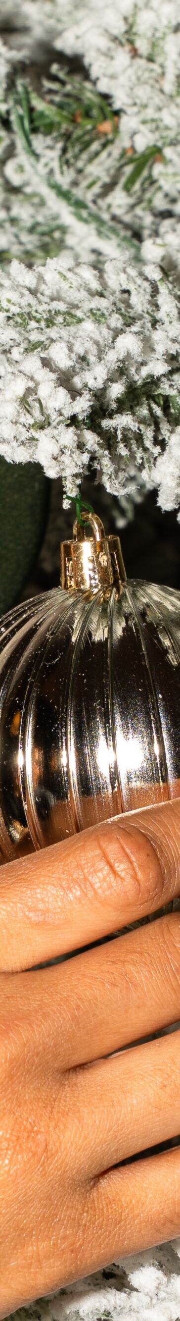 Close-up of Ornament on Frosted Tree
