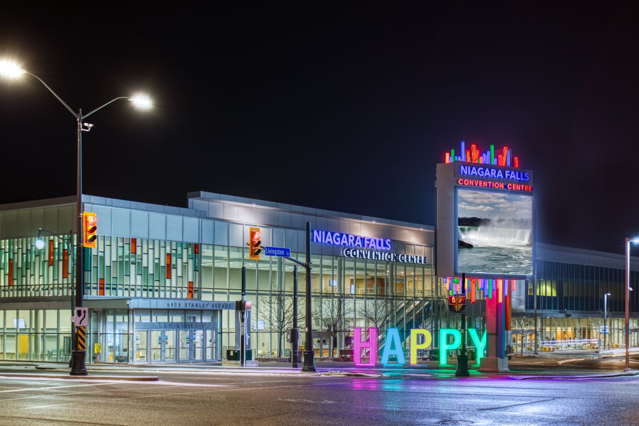 Niagara Falls Convention Center exterior at night