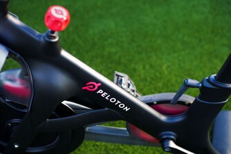 Up close view of a Peloton bikes